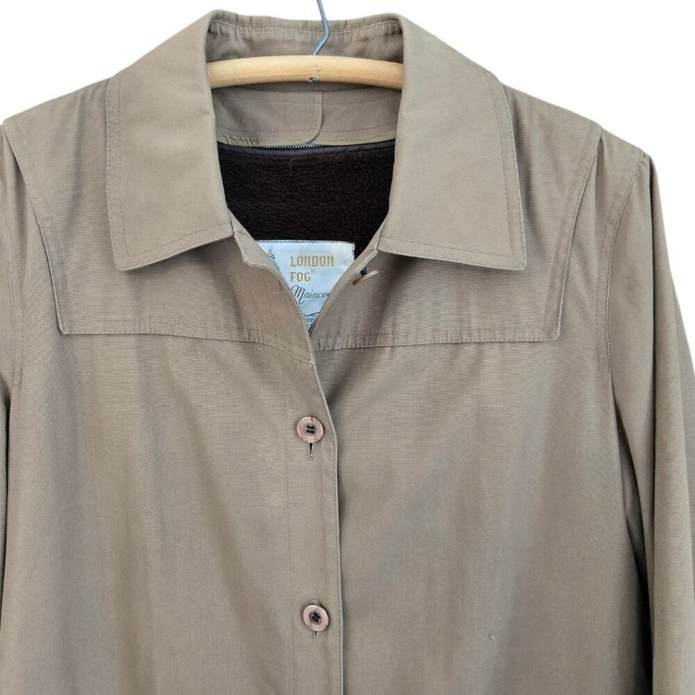 London Fog Womens Beige Trench Coat Zip Out Lining Weatherproof Button Closure - Picture 2 of 11
